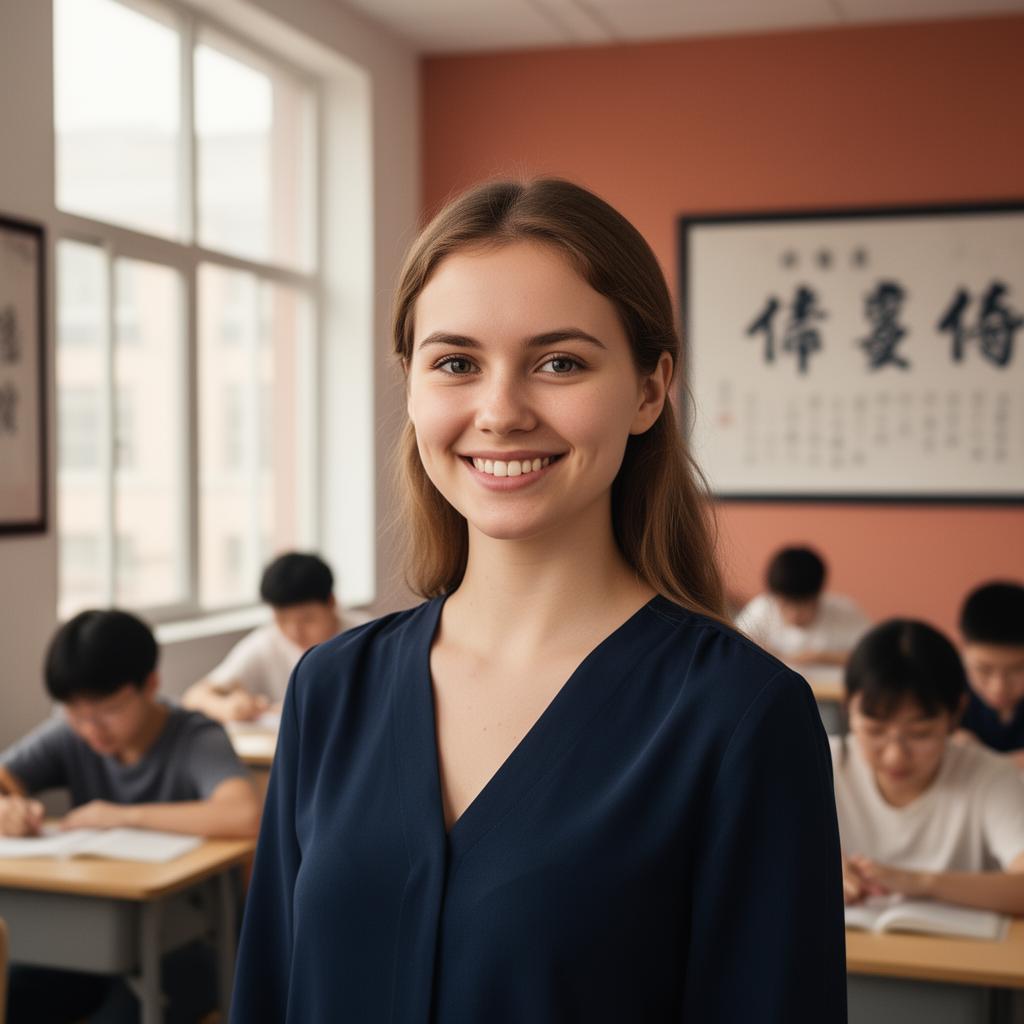 International teacher in a modern Chinese classroom